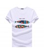 Mens Fish Printed O-neck Short Sleeve Summer Casual T Shirts