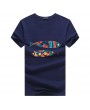 Mens Fish Printed O-neck Short Sleeve Summer Casual T Shirts