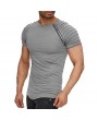 Mens Solid Color Zipper Decoration O-neck Short Sleeve Slim Casual Summer T Shirts