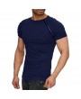 Mens Solid Color Zipper Decoration O-neck Short Sleeve Slim Casual Summer T Shirts