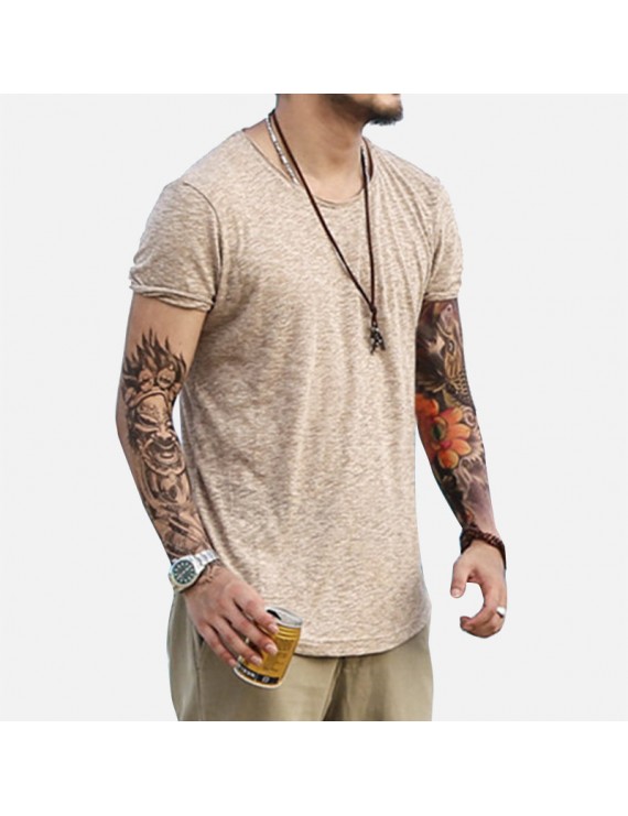 Mens Casual O Neck Short Sleeve Cotton Loose T shirt