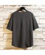 Mens Cotton Linen T-Shirt Vintage Patchwork Chinese Style Summer Linen Tee Shirt