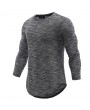 Mens Knitting Tops Solid Color Long-Sleeved O-Neck Regular Fit Casual T shirt