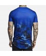 Mens Floral Printed Round Hem Short Sleeve O-Neck Casual Cotton Loose T-shirts