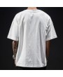 Mens Cotton Breathable Brief Embroidered Short Sleeve Crew Neck Casual Pullover T shirt