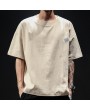 Mens Cotton Breathable Brief Embroidered Short Sleeve Crew Neck Casual Pullover T shirt