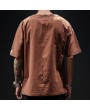 Mens Cotton Breathable Brief Embroidered Short Sleeve Crew Neck Casual Pullover T shirt