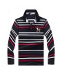 Mens Embroidery Logo Striped Printed Golf Shirt Spring Fall Long Sleeve Casual Business Tee Tops