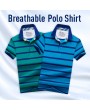 Mens Summer Casual Business Slim Fit Striped Cotton Turn-down Collar Golf Shirt