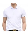 Mens Summer Solid Color Brief Style Short Sleeve Casual Cotton Golf Shirt