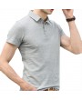 Mens Summer Solid Color Brief Style Short Sleeve Casual Cotton Golf Shirt