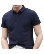 Mens Summer Solid Color Brief Style Short Sleeve Casual Cotton Golf Shirt