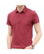 Mens Summer Solid Color Brief Style Short Sleeve Casual Cotton Golf Shirt