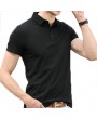 Mens Summer Solid Color Brief Style Short Sleeve Casual Cotton Golf Shirt