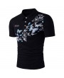 Mens Summer Butterfly Printed Short Sleeve Turn-down Collar Casual Golf Shirts