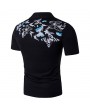 Mens Summer Butterfly Printed Short Sleeve Turn-down Collar Casual Golf Shirts