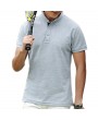 Mens Brief Style Solid Color Tops Turn-down Collar Short Sleeve Casual Cotton Golf Shirt