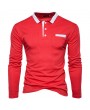 Mens Brief Style Golf Shirt Breathable Solid Color Slim Fit Long Sleeve Casual T Shirt