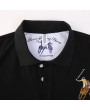 Mens Character Horse Embroidery Golf Shirt Turndown Collar Long Sleeve Casual Tee Tops