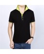 Mens Cool Summer Contrast Color Turn-down Collar Short Sleeve Golf Shirts