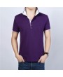 Mens Cool Summer Contrast Color Turn-down Collar Short Sleeve Golf Shirts