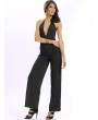 Women Casual Deep V Halter Backless Sleeveless Loose Jumpsuit