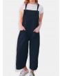 Wide Leg Pockets Solid Color Straps Jumpsuit