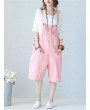 Sleeveless Button Solid Color Pockets Jumpsuit