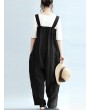 Vintage Pure Color Sleeveless Side Pocket Long Jumpsuits