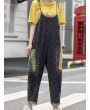 Print Patchwork Spaghetti Straps Pockets Casual Jumpsuit