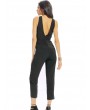 Women Casual Halter Collar Backless Hollow High Waist Jumpsuit