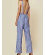 Casual Striped Straps Jumpsuit With Pockets