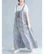 Strap Plaid Print Wide Leg Casual Romper For Women