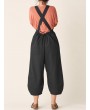 Bib Cargo Pocket Drawstring Overalls Jumpsuit