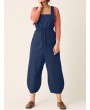 Bib Cargo Pocket Drawstring Overalls Jumpsuit