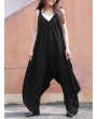 Baggy Wide Leg Spaghetti Straps V Neck Maxi Jumpsuit