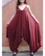 Baggy Wide Leg Spaghetti Straps V Neck Maxi Jumpsuit