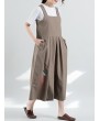 Embroidery Sleeveless Overall Wide Leg Jumpsuit For Women