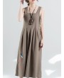 Embroidery Sleeveless Overall Wide Leg Jumpsuit For Women