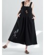 Embroidery Sleeveless Overall Wide Leg Jumpsuit For Women