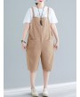 Solid Color Overall Casual Cropped Romper For Women