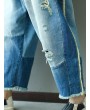 Patchwork Solid Color Ripped Harem Jeans For Women