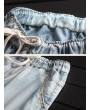 Embroidery Harem Elastic Waist Casual Jeans