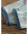 Harem Embroidery Elastic Waist Pockets Casual Jeans