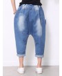 Elastic Waist Solid Color Casual Harem Jeans For Women