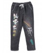 Retro Embroidered Elastic Waist Jeans